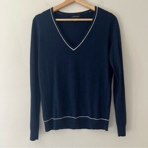 Club Monaco Sweater V-neck Wool Blue Size Medium Preppy Tennis Prep Gatsby